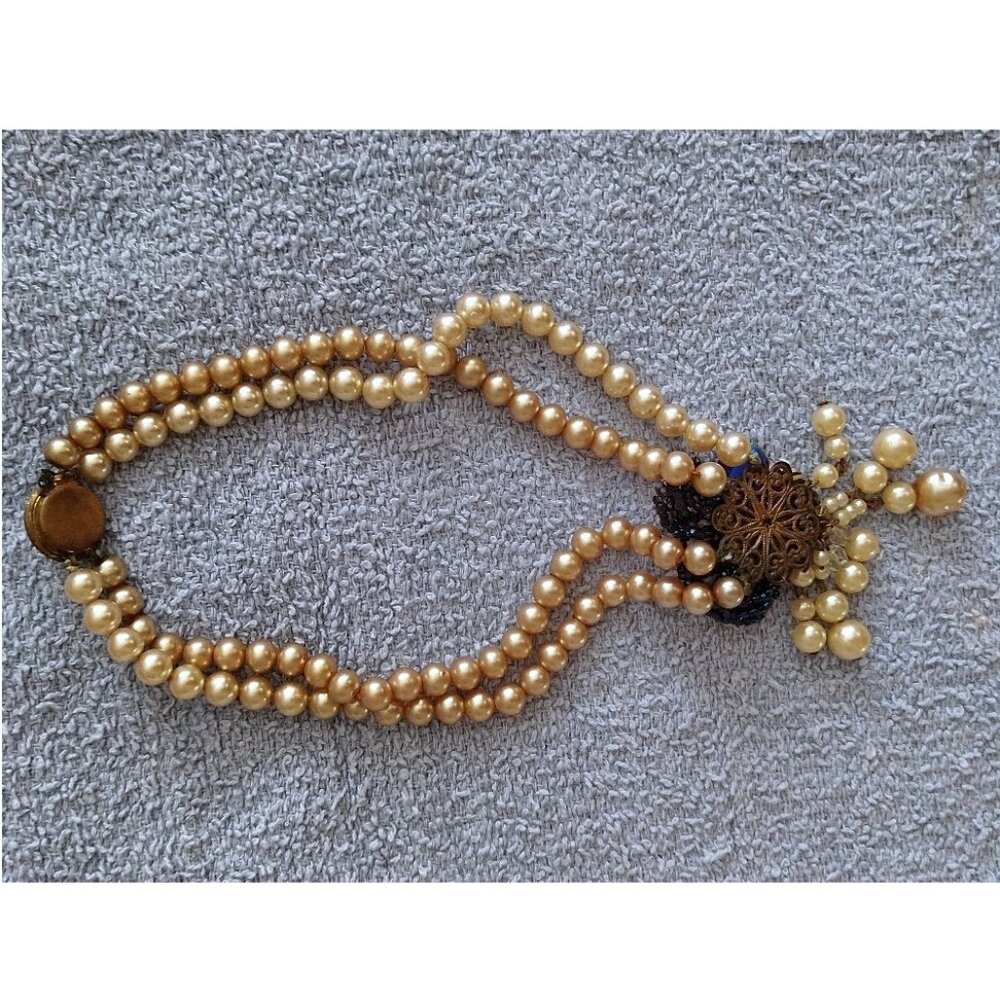 1940s Unsigned Haskell Or Robert Faux Pearl Blue … - image 5